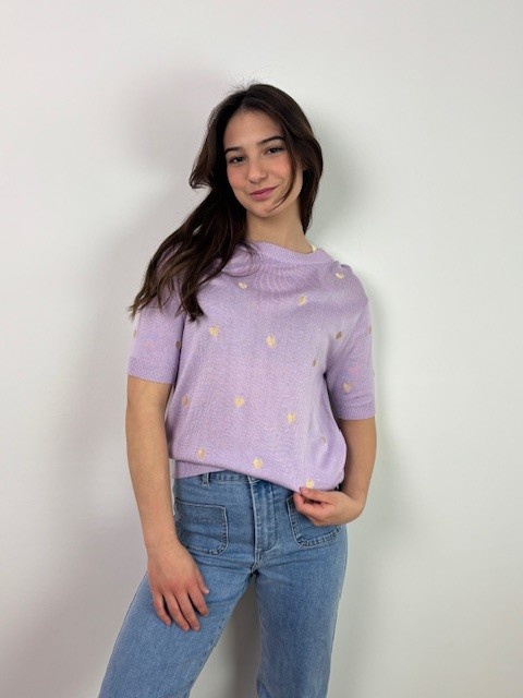 Heart cotton viscose top Lila-1