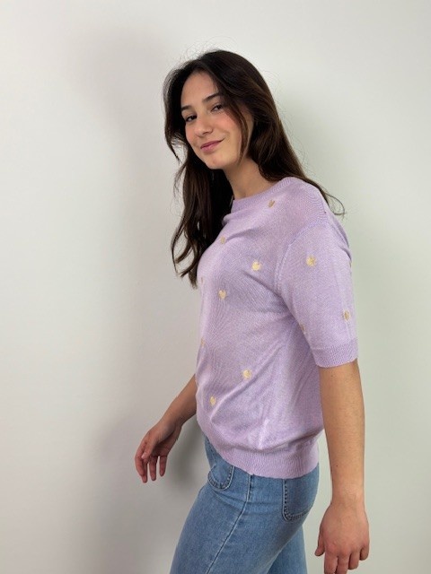 Heart cotton viscose top Lila-2