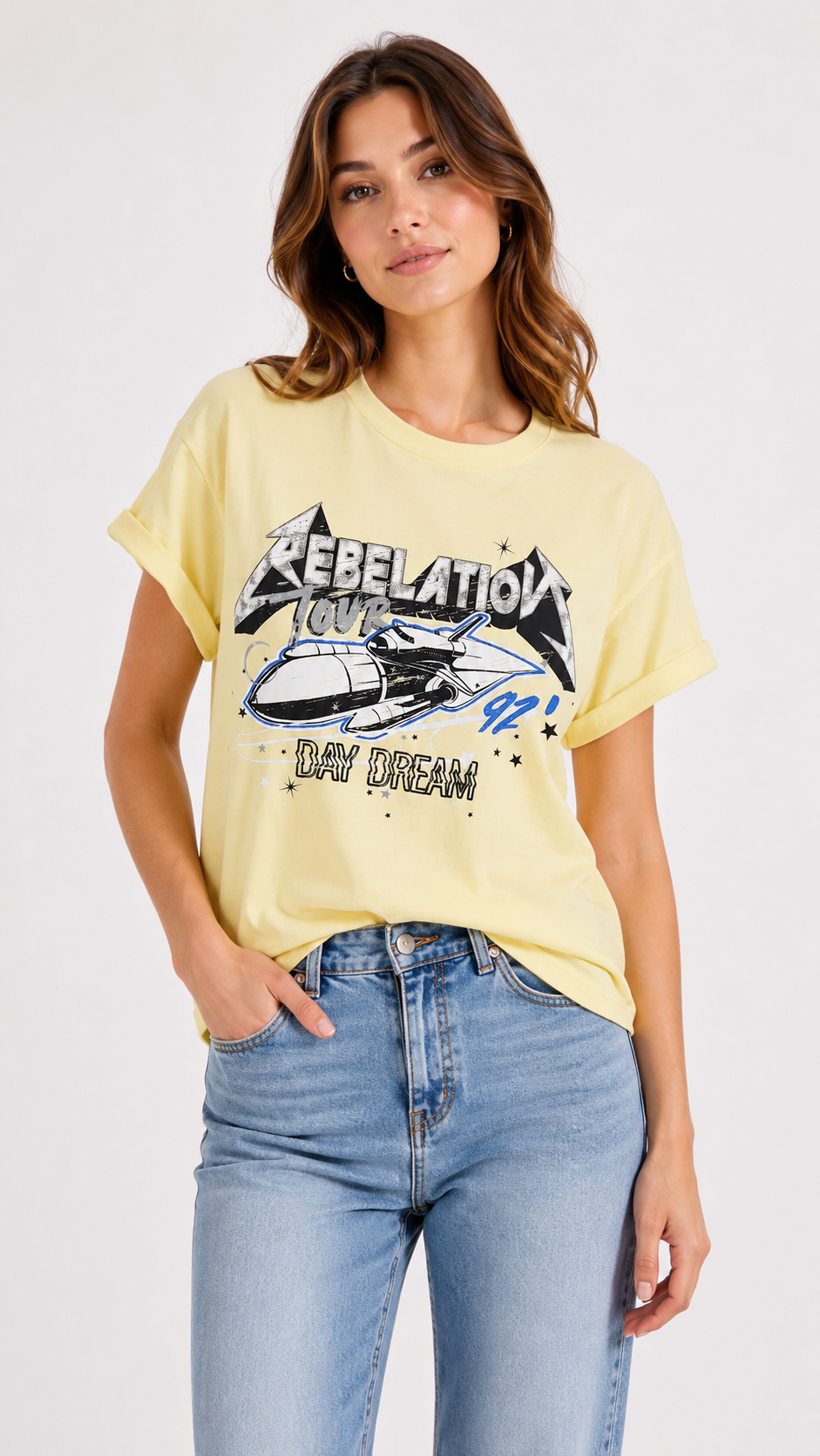 Rebelation boxy t-shirt Light Yellow-1