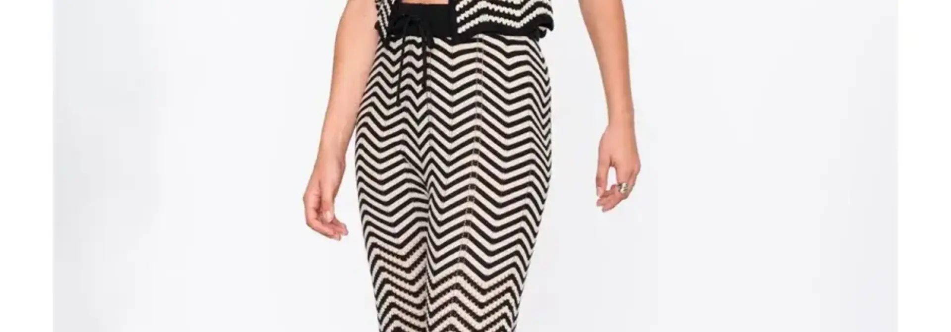 Umani boho zig-zag chrochet top Black Beige