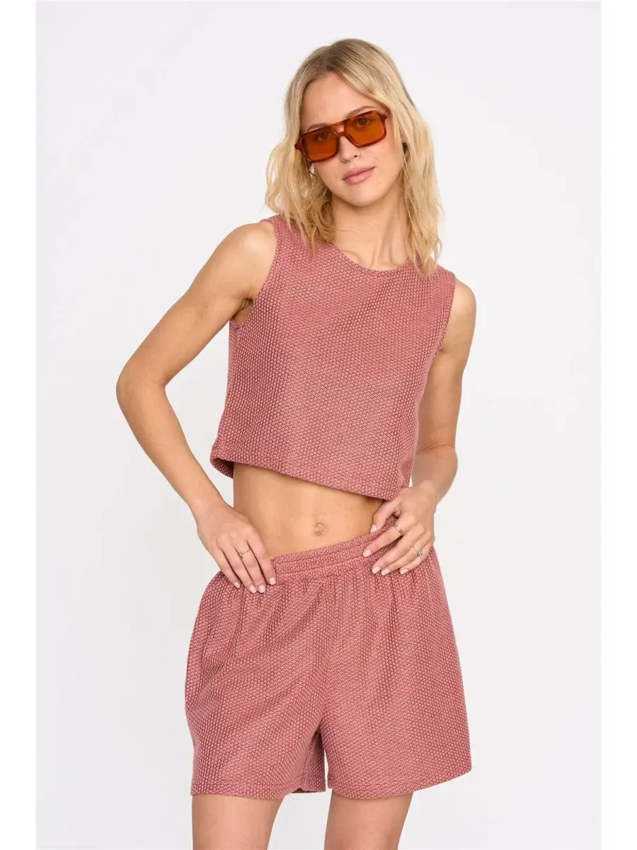 Marlyne structured cropped top Rust Terra-1
