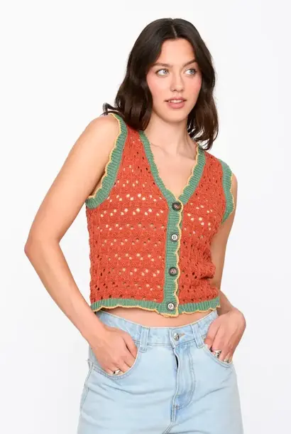 Truoli chrochette top gilet Terra Rust
