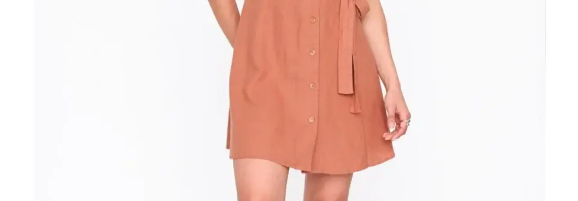 Anna minimal buton-up dress Terra Rust