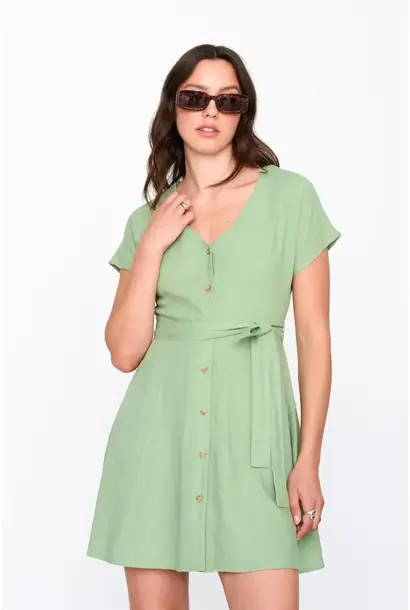 Anna minimal buton-up dress Matcha Green