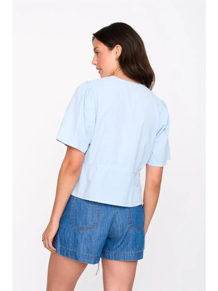 Orleah dotted coton bow blouse Light Blue-2