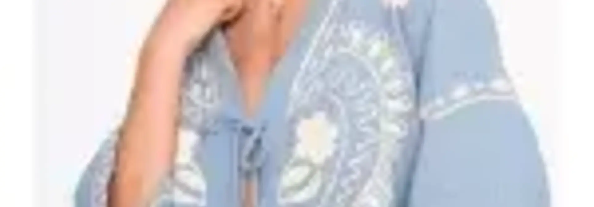 Belladoro etnic bow kimono blouse top Ash Blue