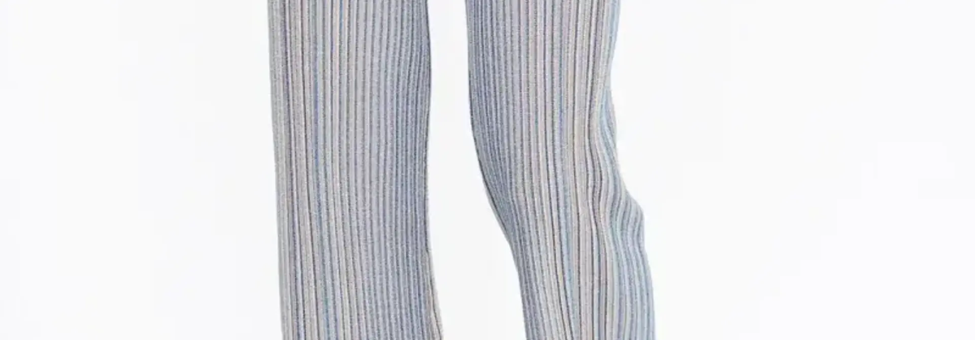 Lou fine stripped rib lurex pant (set) Blue Sand