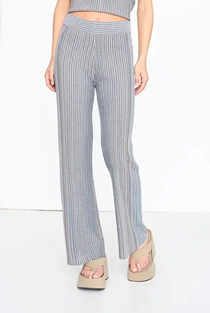 Lou fine stripped rib lurex pant (set) Blue Sand