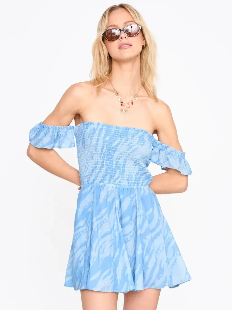 Shauli shoulder-off dress Blue-2