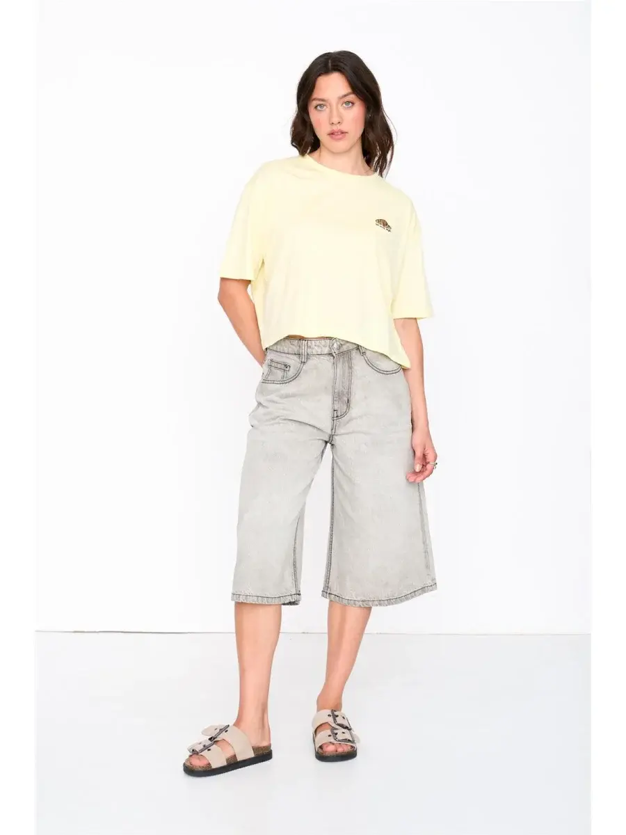 Stüss mid-waist bermuda culotte Light Grey-1