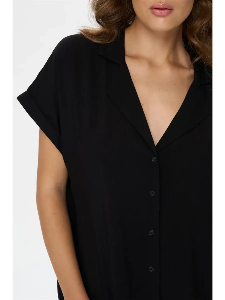 Dauro basic fluide viscose loose shirt Black-2