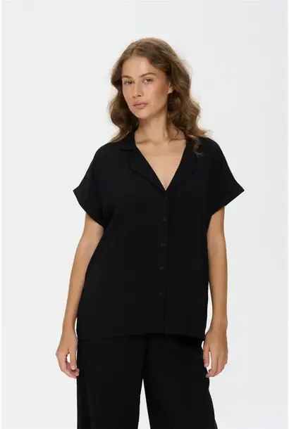 Dauro basic fluide viscose loose shirt Black