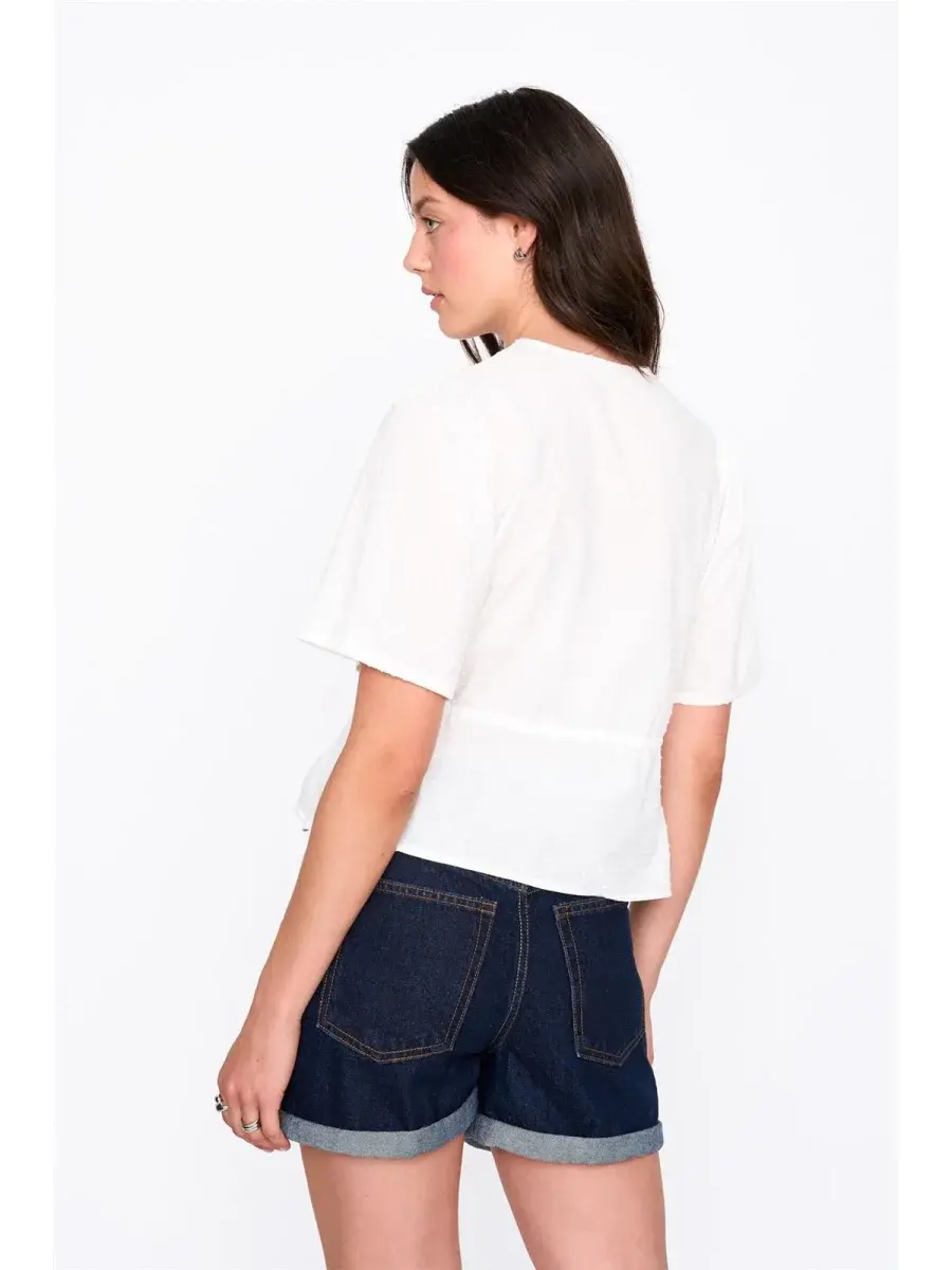 Orleah dotted coton bow blouse White-3