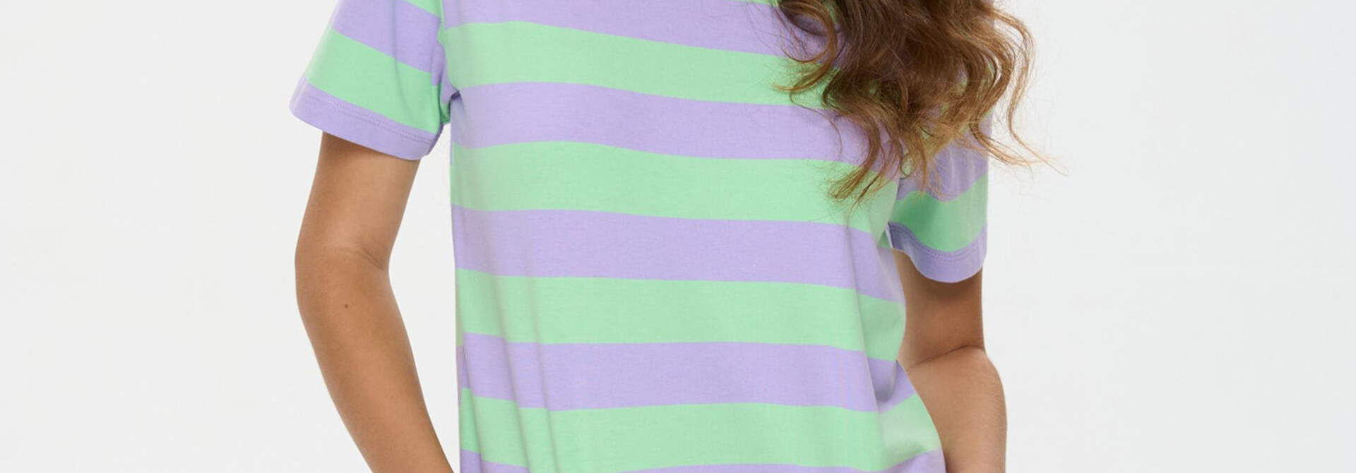 Tom stripped t-shirt Lila / Neon Green