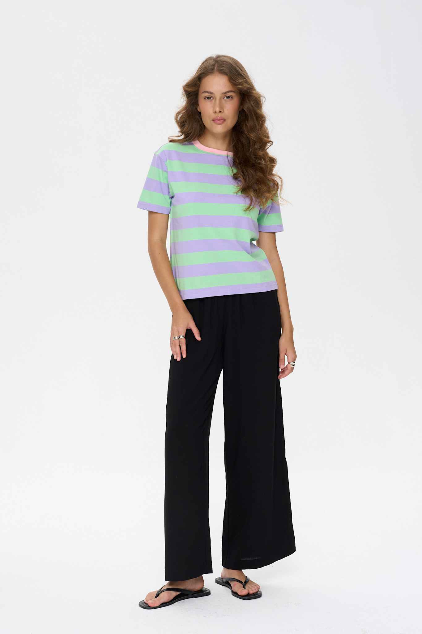 Tom stripped t-shirt Lila / Neon Green-3