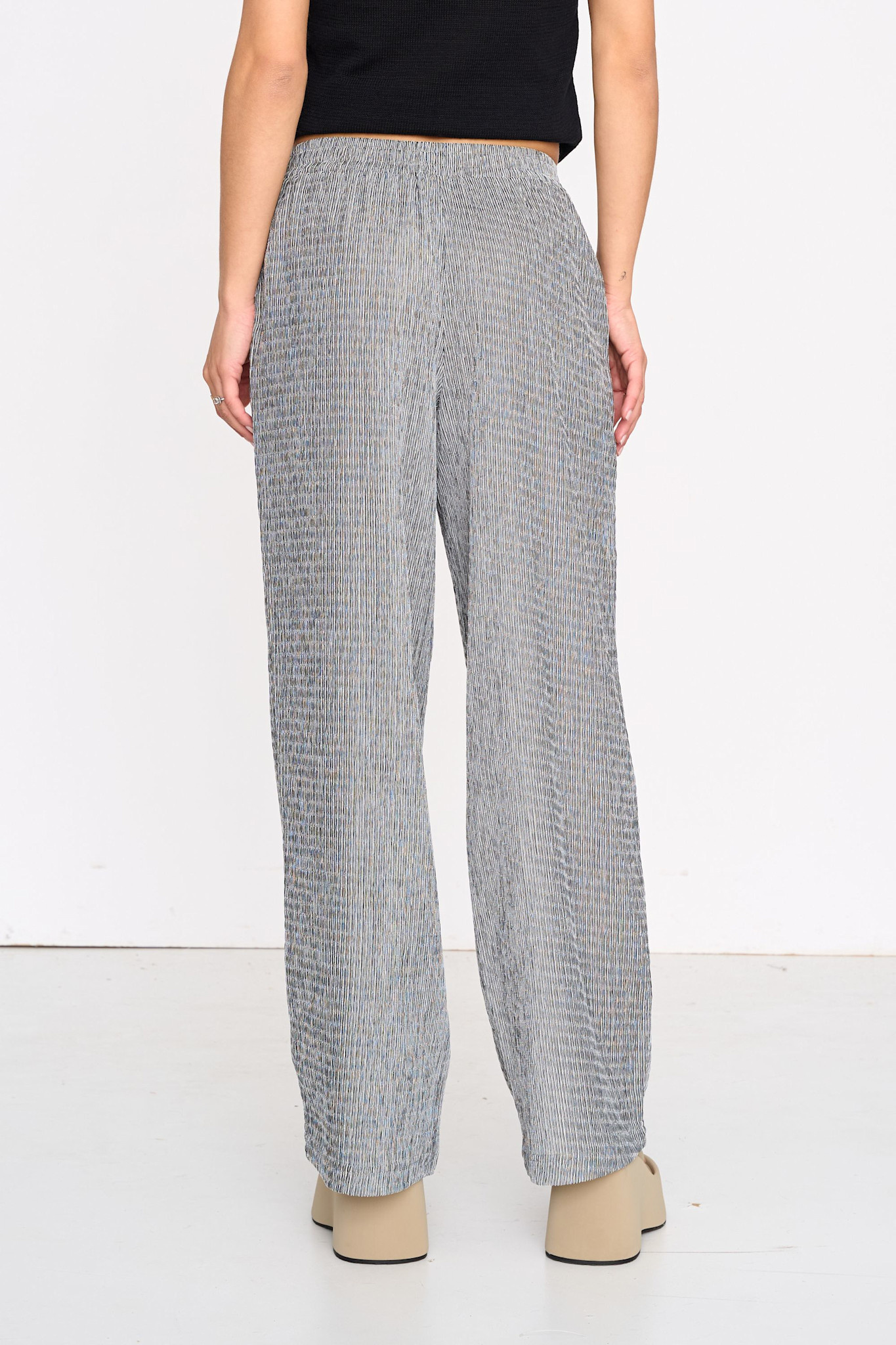 Jenthell fine ribbed stretched wide pant Black-3