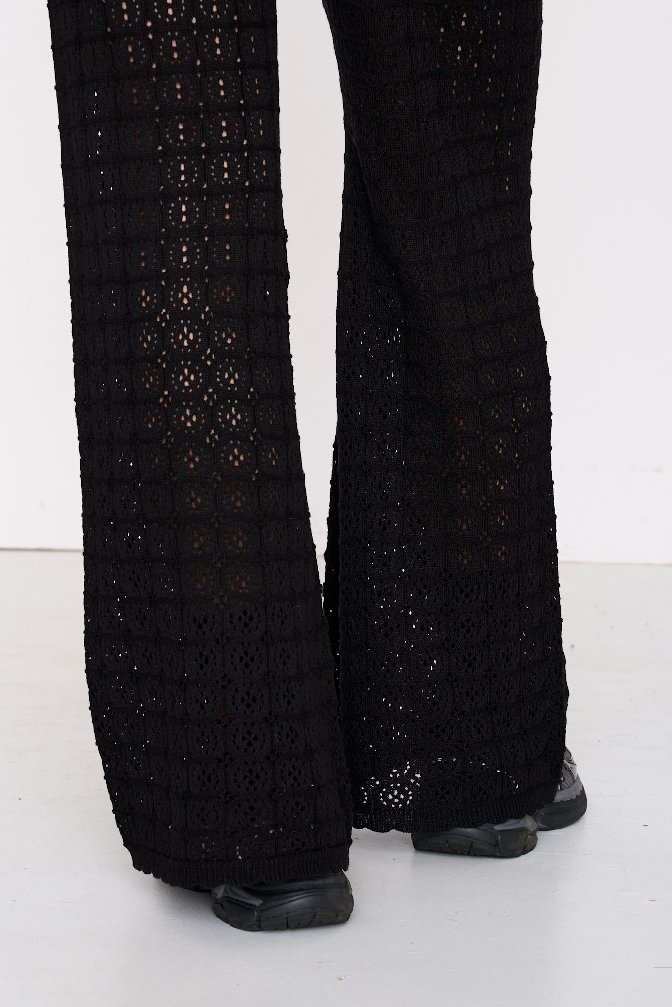 Guisi fine knitted croched pant Black-5