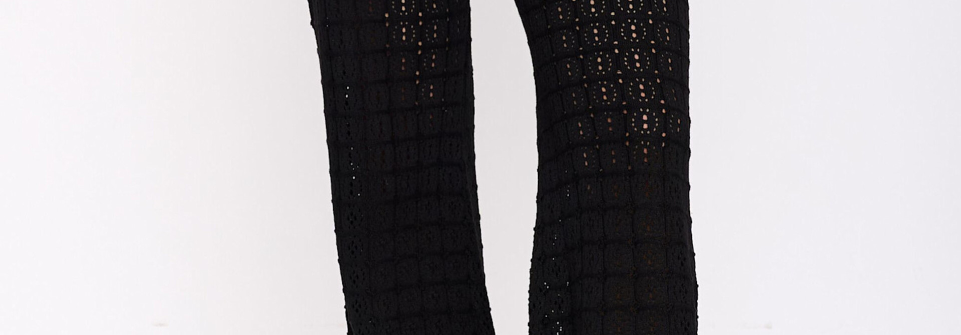 Guisi fine knitted croched pant Black