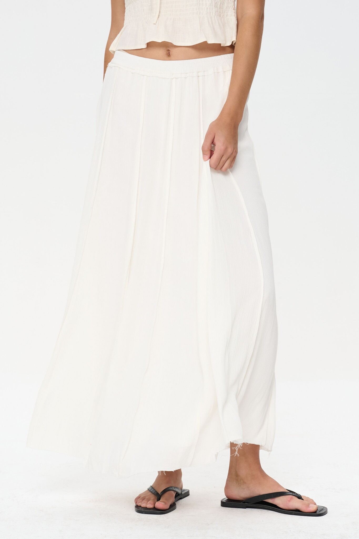 Gipsy fluide viscose long skirt White-1