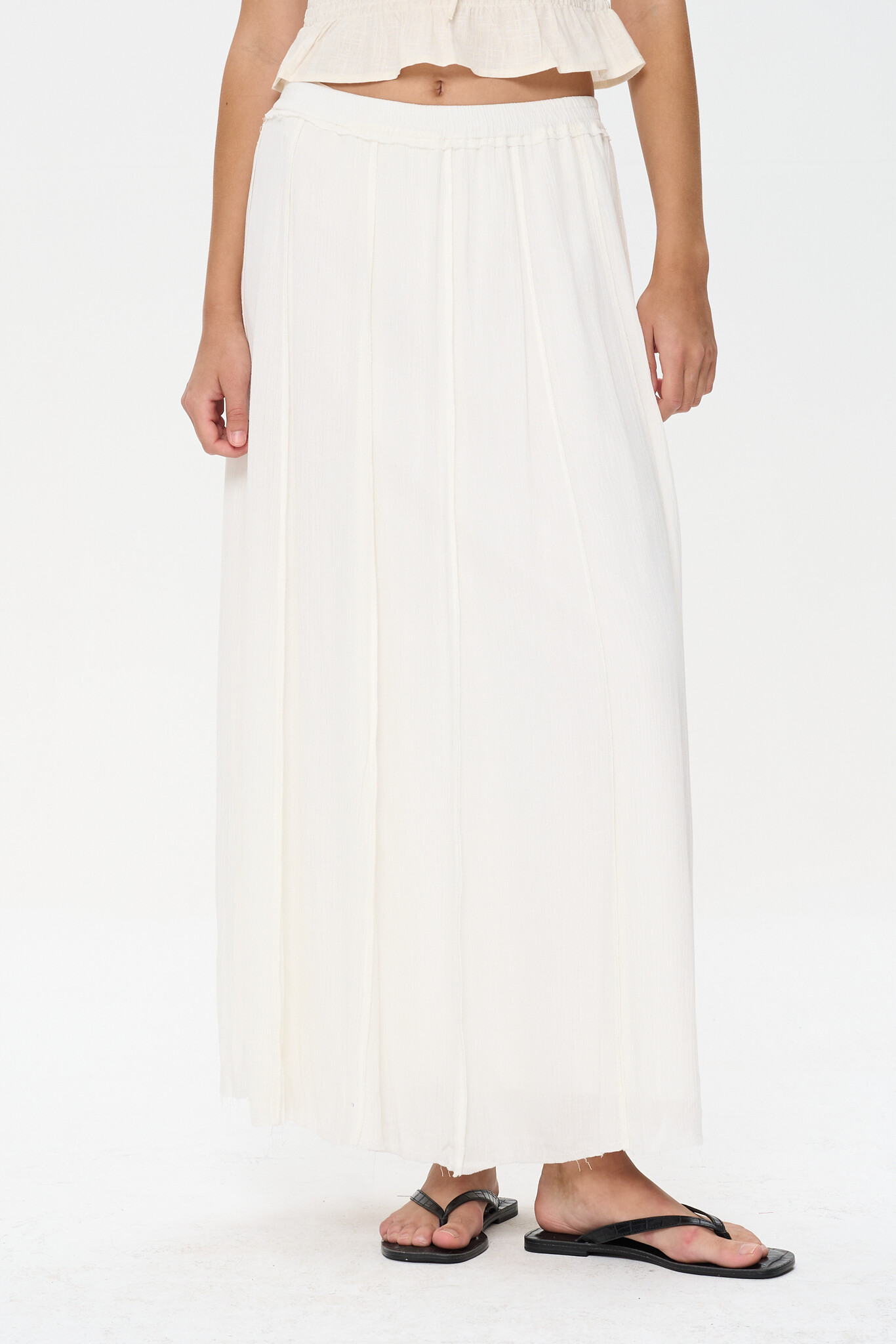 Gipsy fluide viscose long skirt White-3