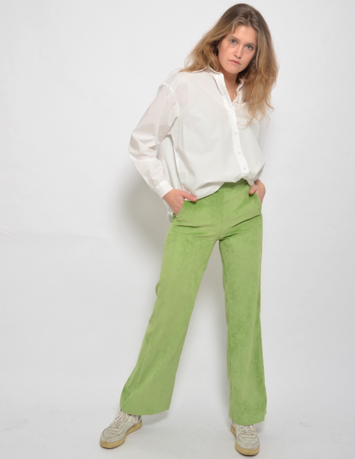 Charro corduroy wide pant Lime-12
