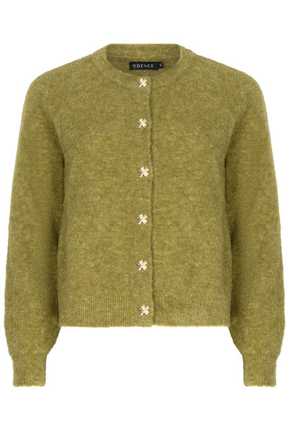 Eden l/s cardigan with clover button Moss Green