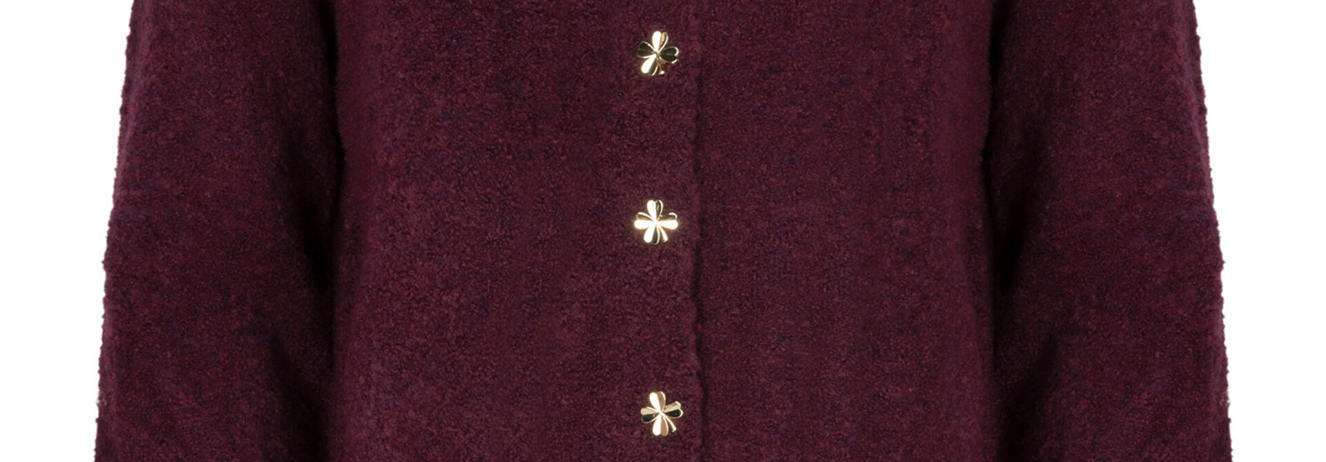 Eden l/s cardigan with clover button Aubergine