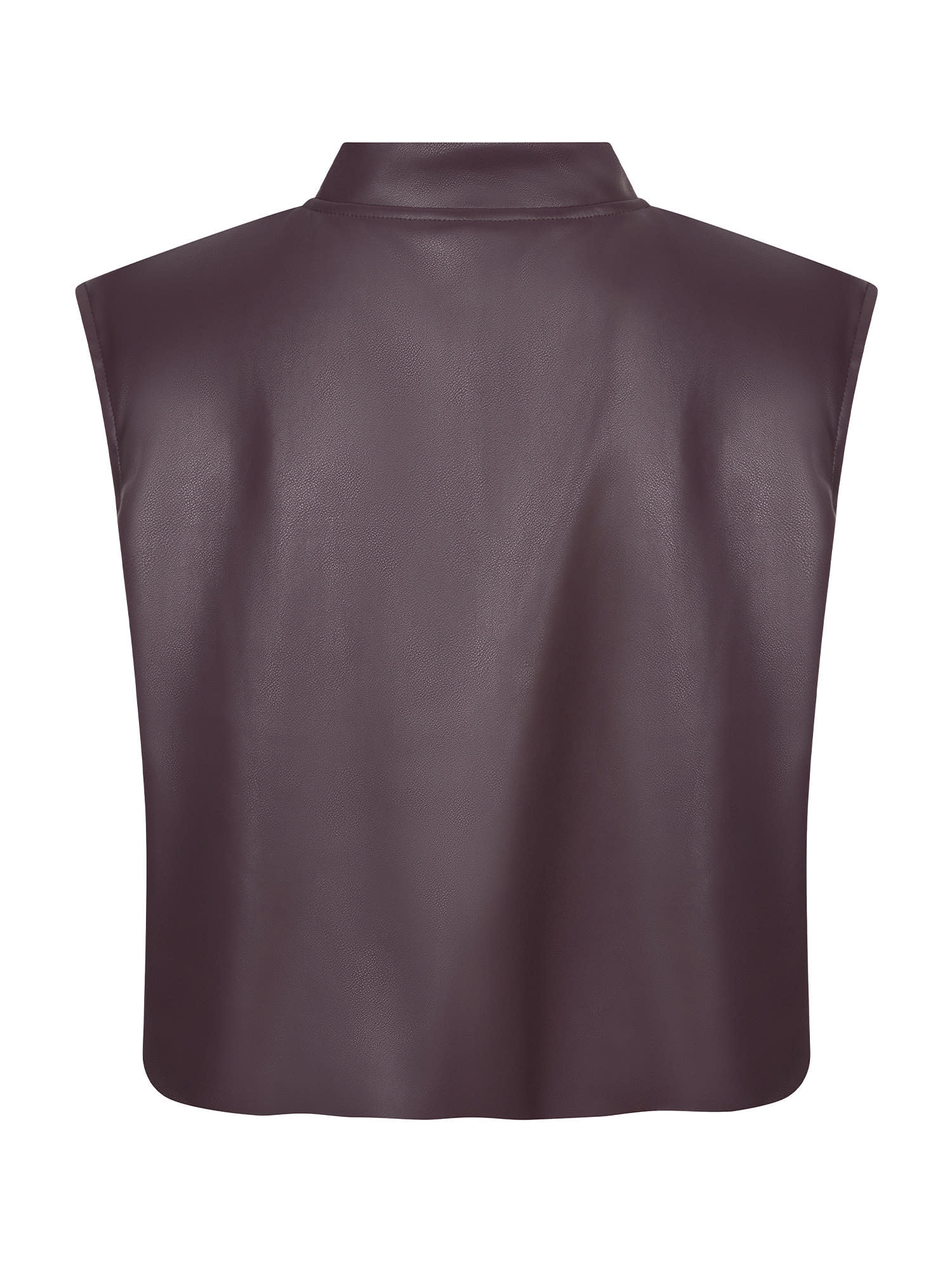 Inez vegan leather sleeveless bomber gillet jacket Aubergine-3