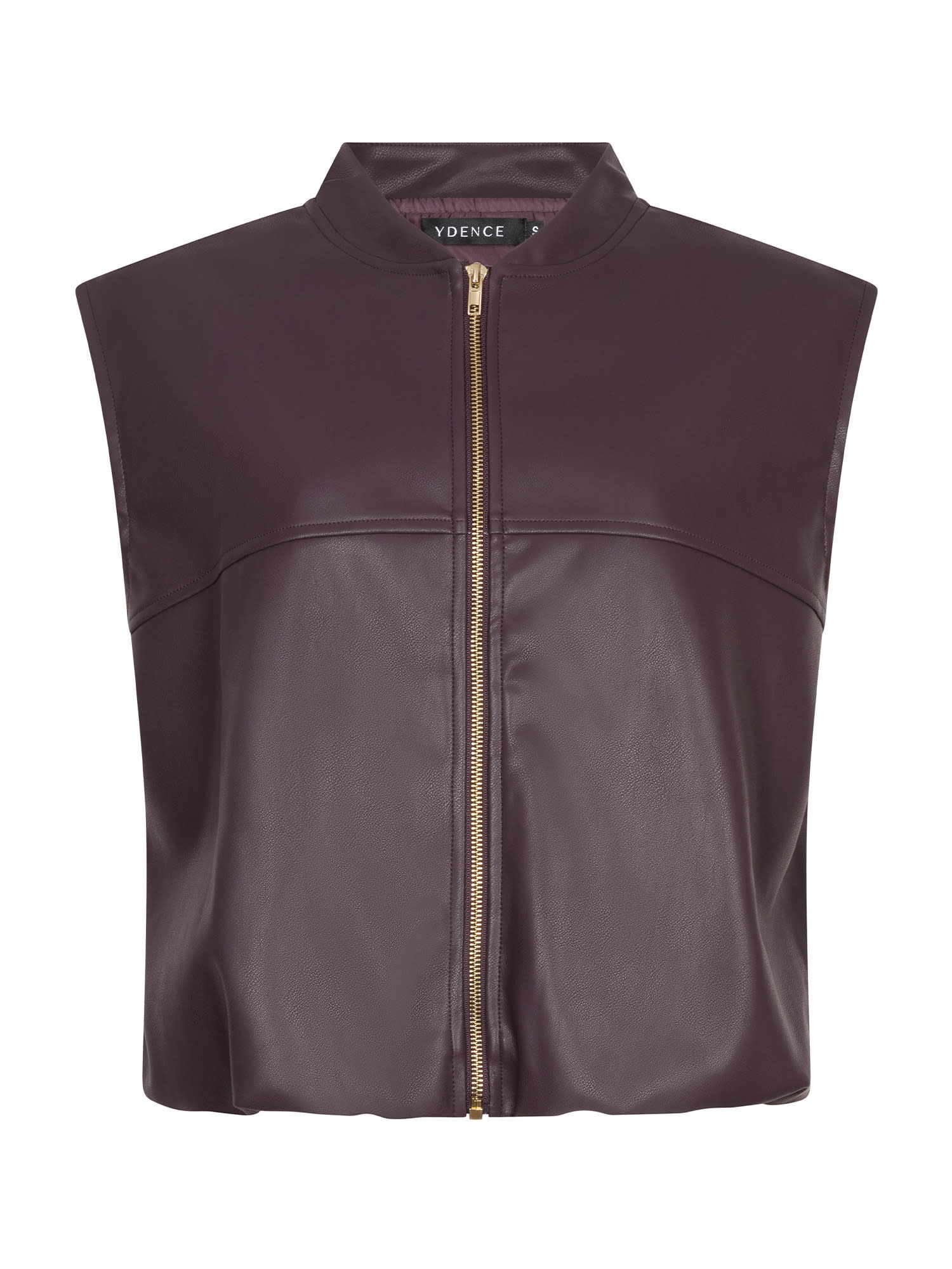 Inez vegan leather sleeveless bomber gillet jacket Aubergine-2
