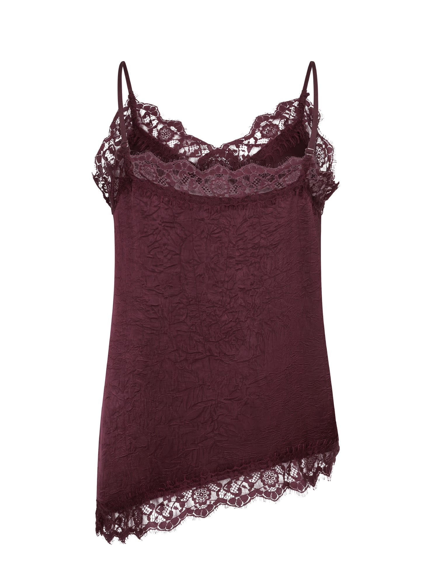 Camille assymetric satin lace top Dark Prume-2