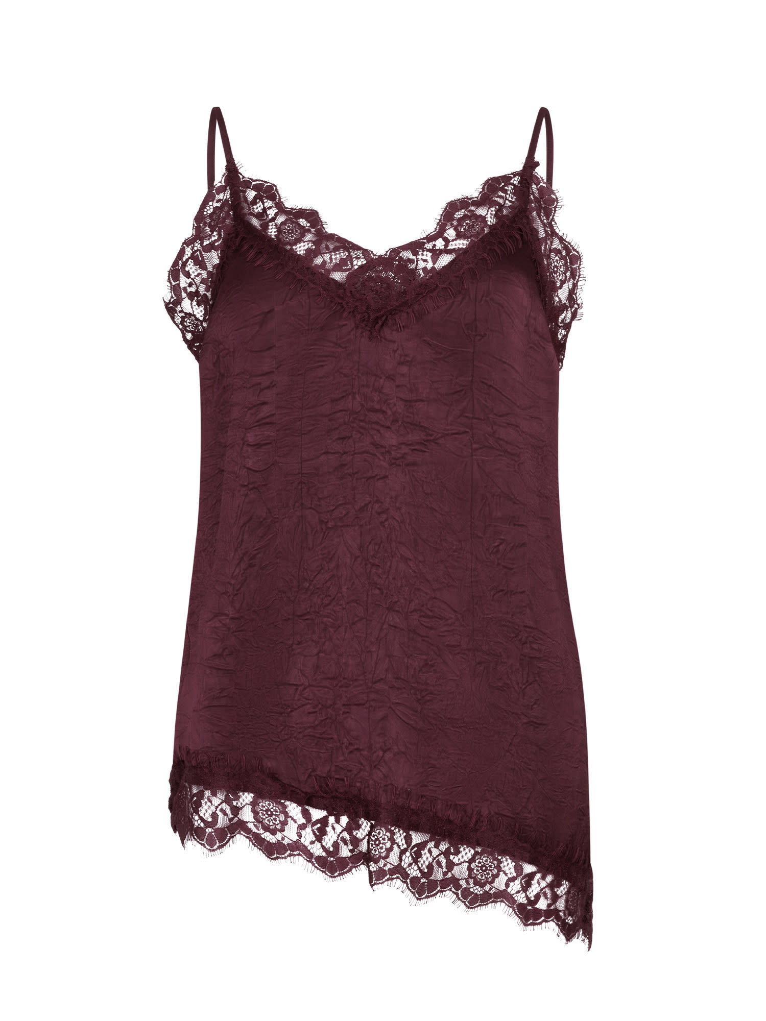 Camille assymetric satin lace top Dark Prume-1