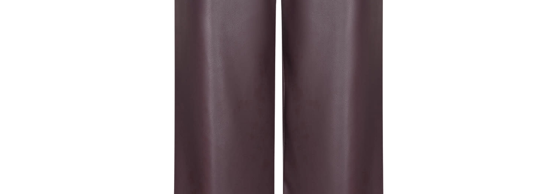 Teagan stretch vegan leather straight wide pant Aubergine
