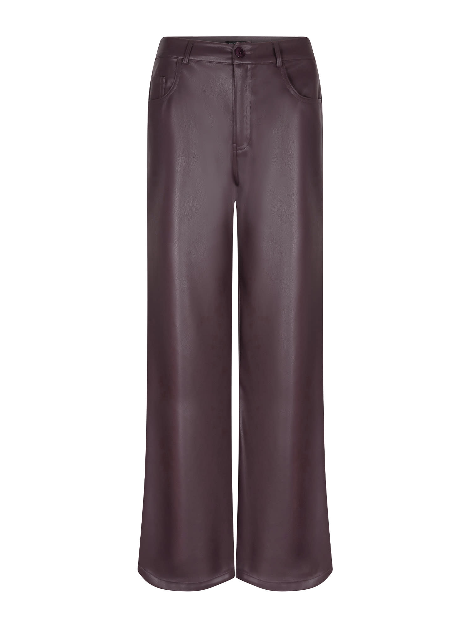 Teagan stretch vegan leather straight wide pant Aubergine-1
