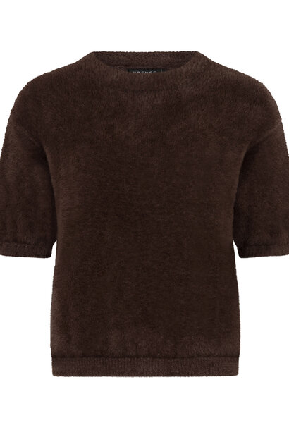 Mary ultra-soft fluffy s/s knit Dark Brown
