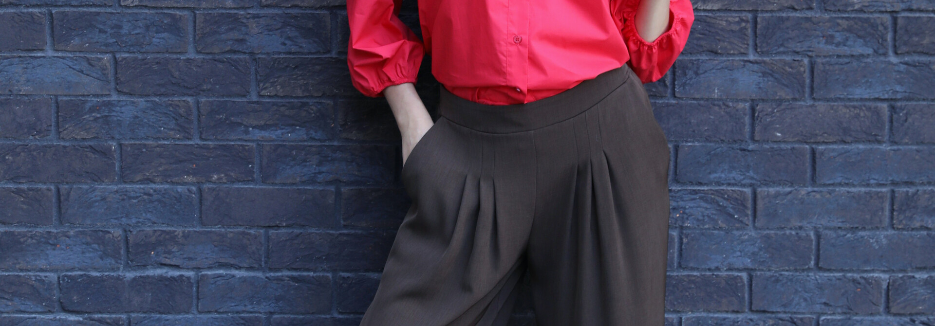 bill cotton popeline bow blouse Red