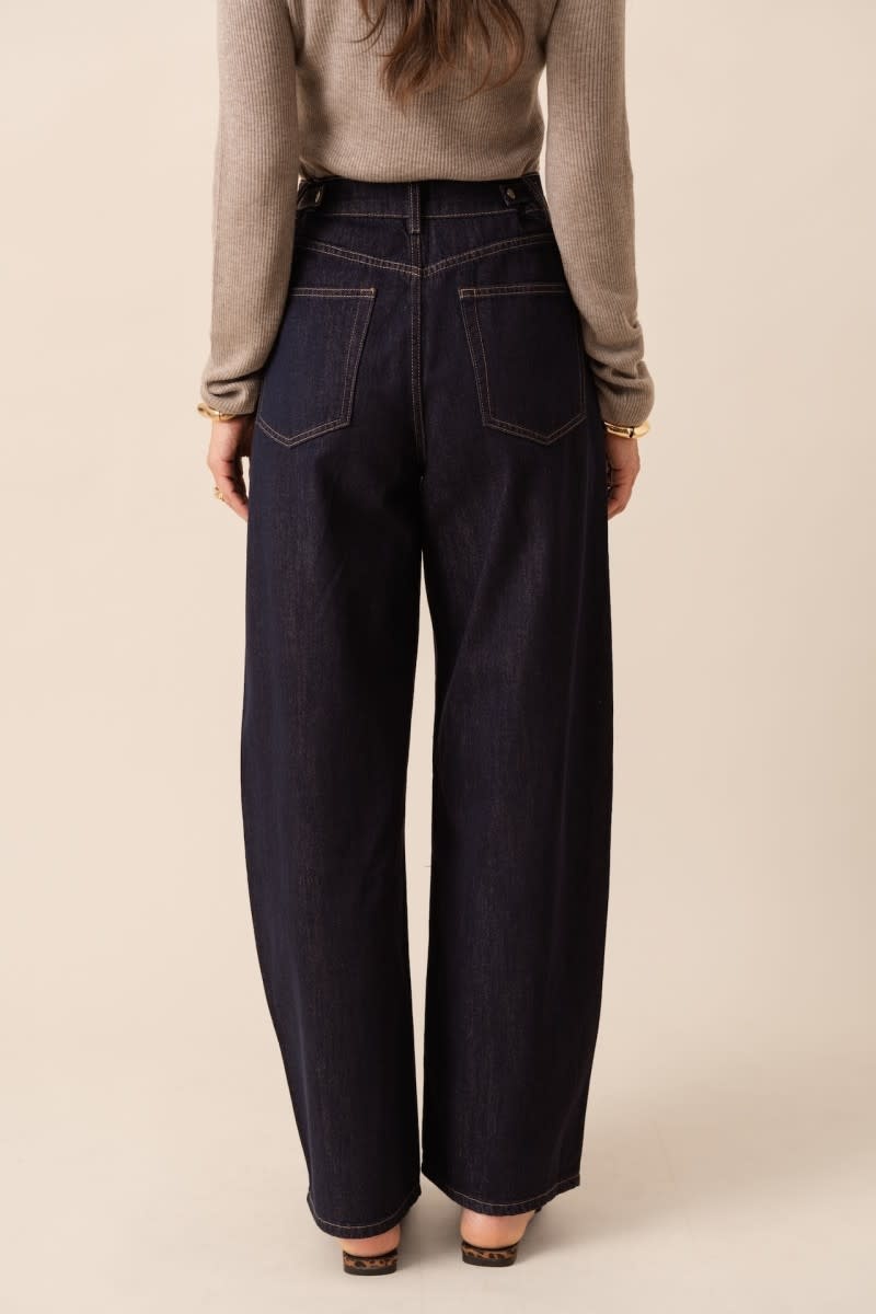 Brune adjustable waistband barrel denim Dark Blue-4