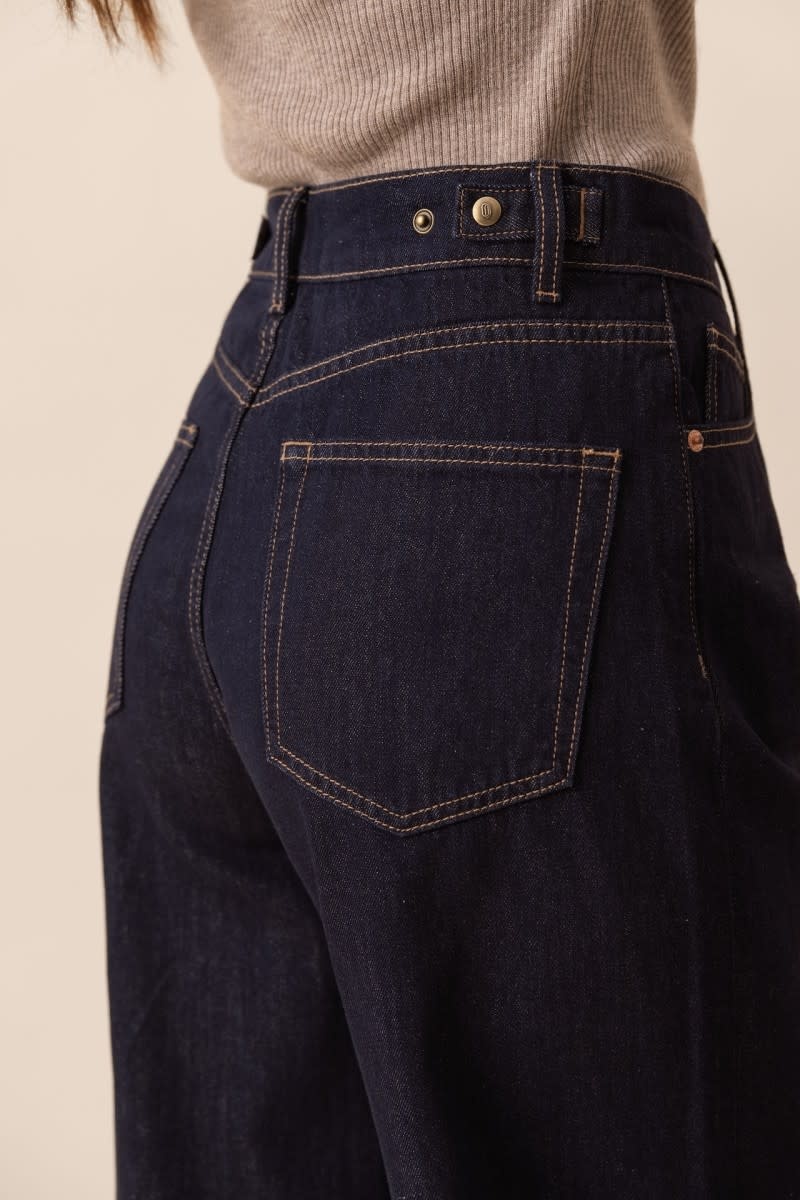Brune adjustable waistband barrel denim Dark Blue-5