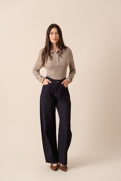 Brune adjustable waistband barrel denim Dark Blue