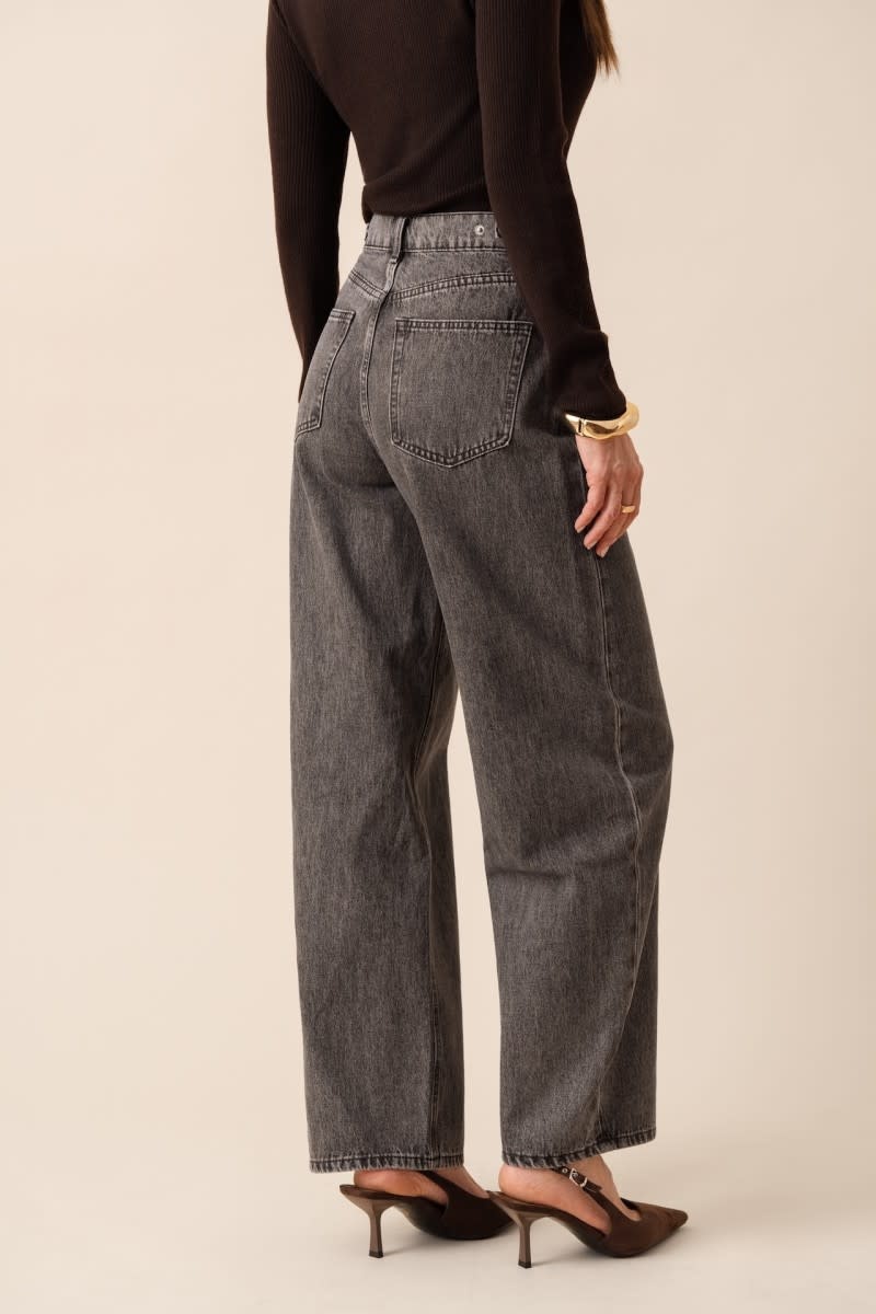Brune adjustable waistband barrel denim Mid Stone Grey-4