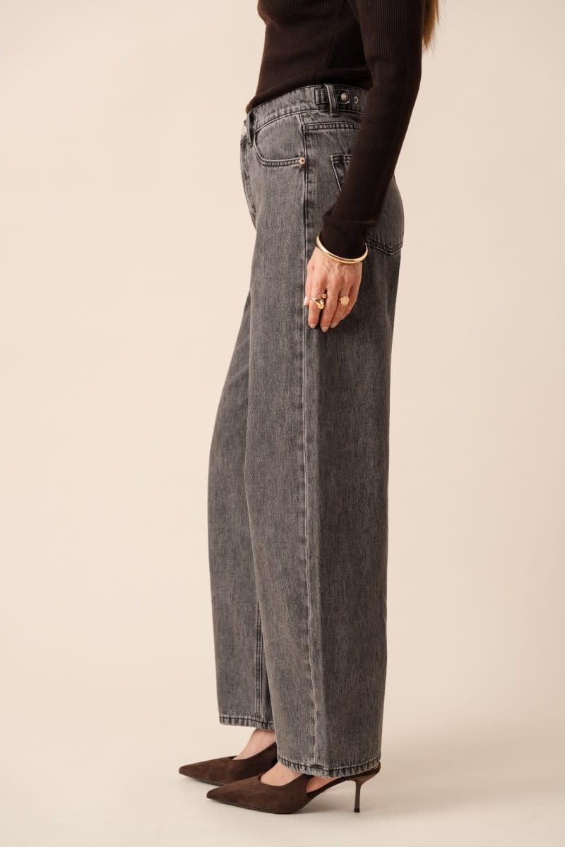 Brune adjustable waistband barrel denim Mid Stone Grey-3