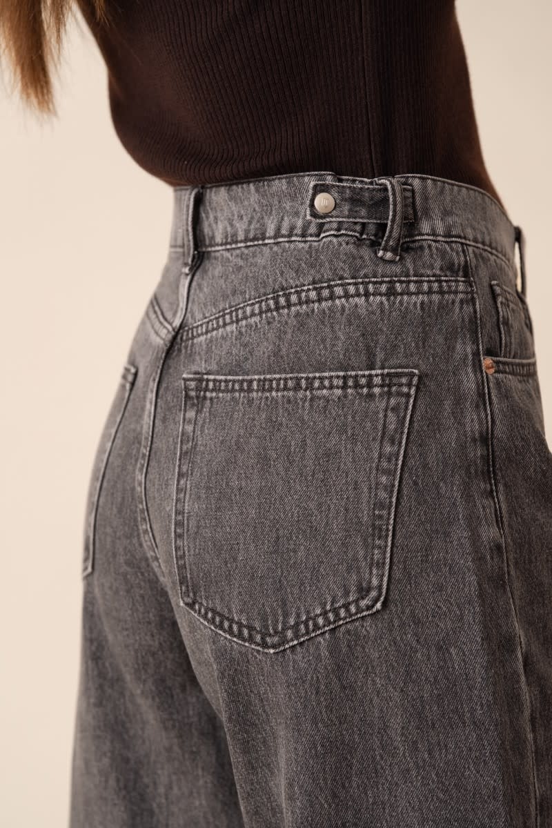 Brune adjustable waistband barrel denim Mid Stone Grey-5