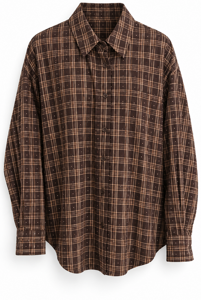 Jackson checkered shirt with strass Brown