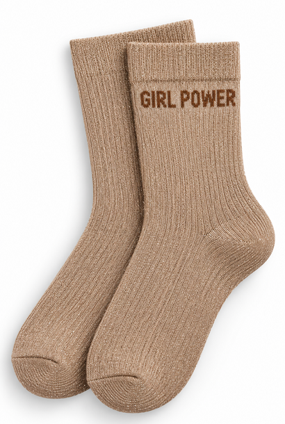 'Girl Power' sparkle socks Beige
