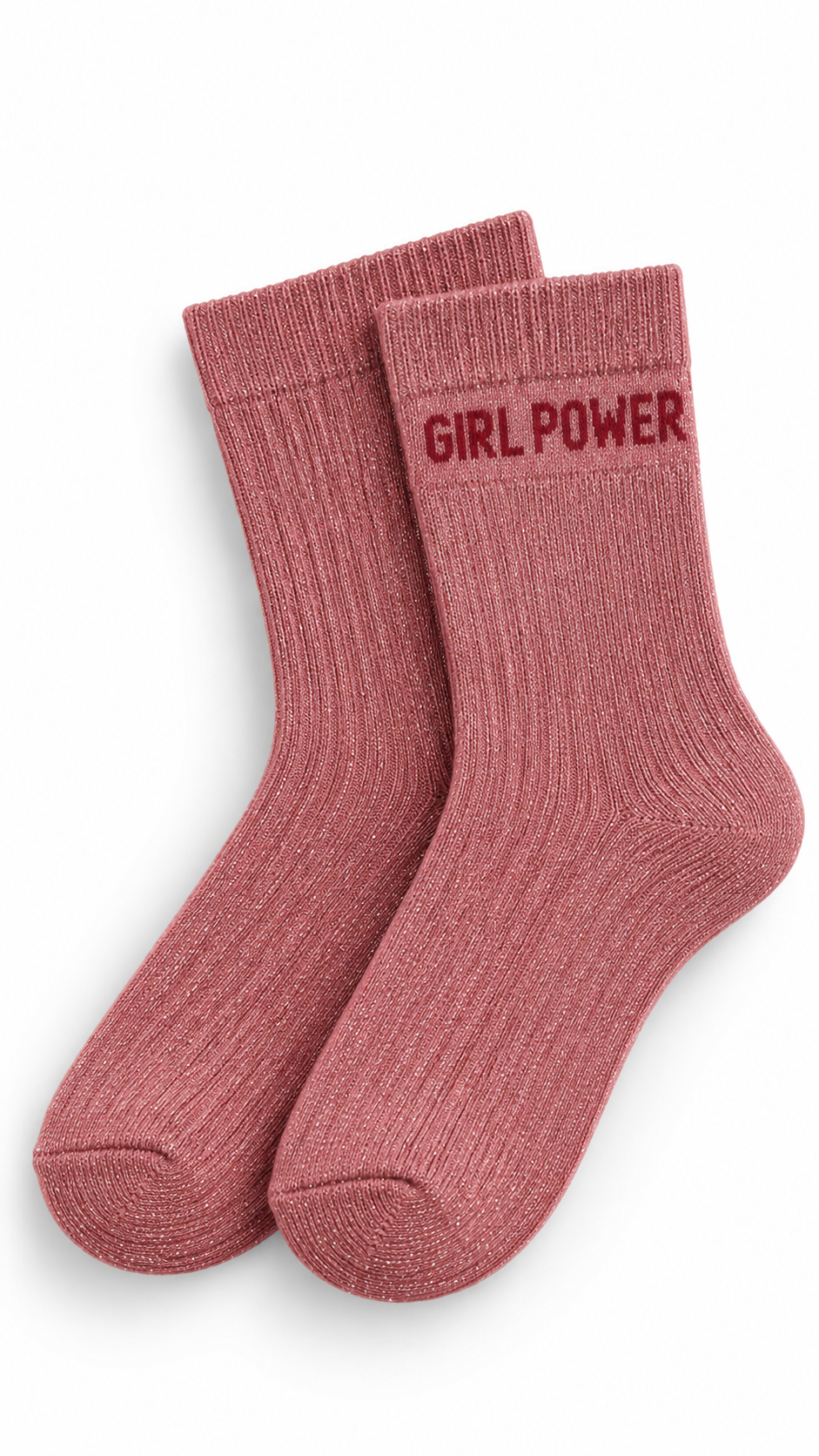'Girl Power' sparkle socks Pink Rosé-1