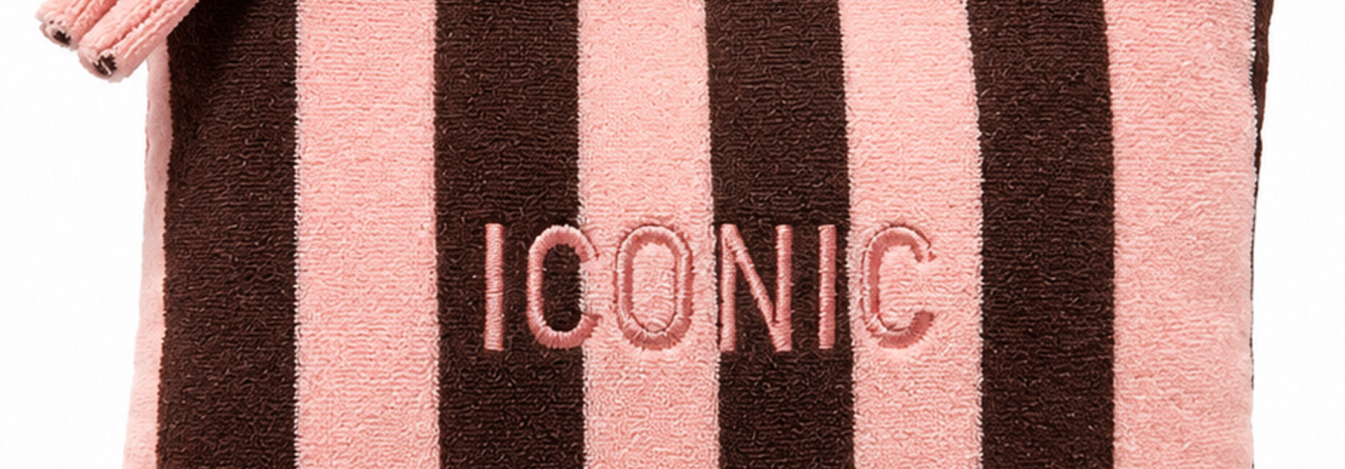 "Iconic" velvet stripped etui Brown / Pink