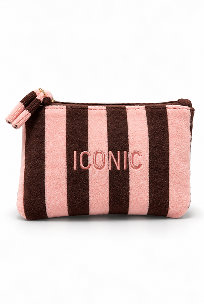 "Iconic" velvet stripped etui Brown / Pink