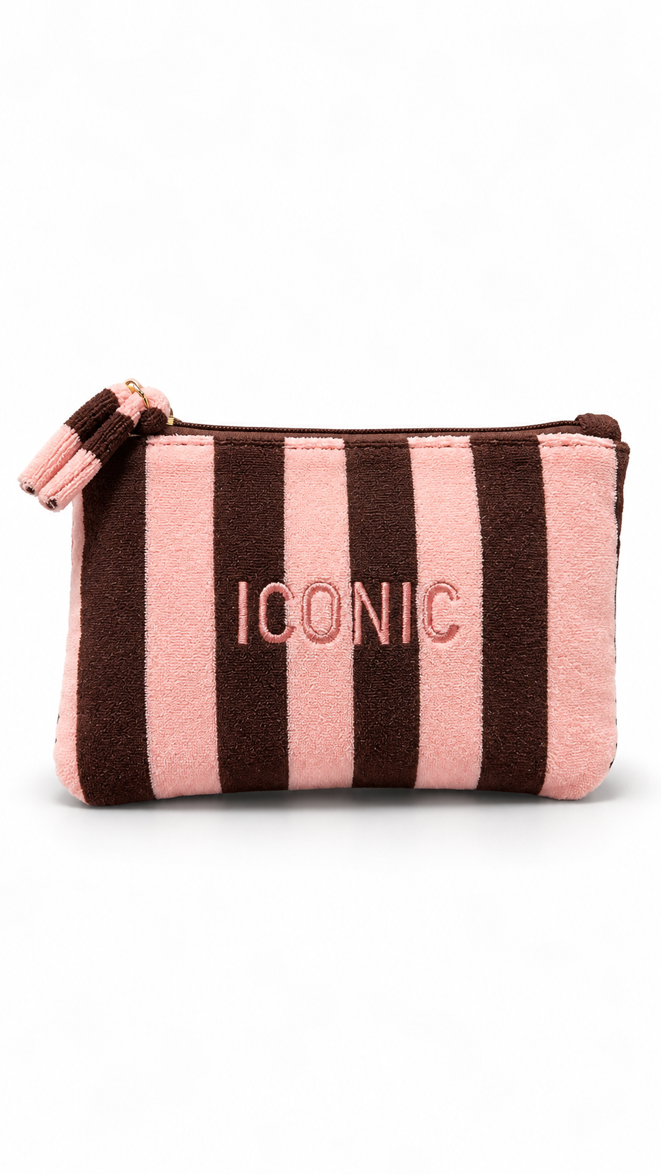 "Iconic" velvet stripped etui Brown / Pink-1