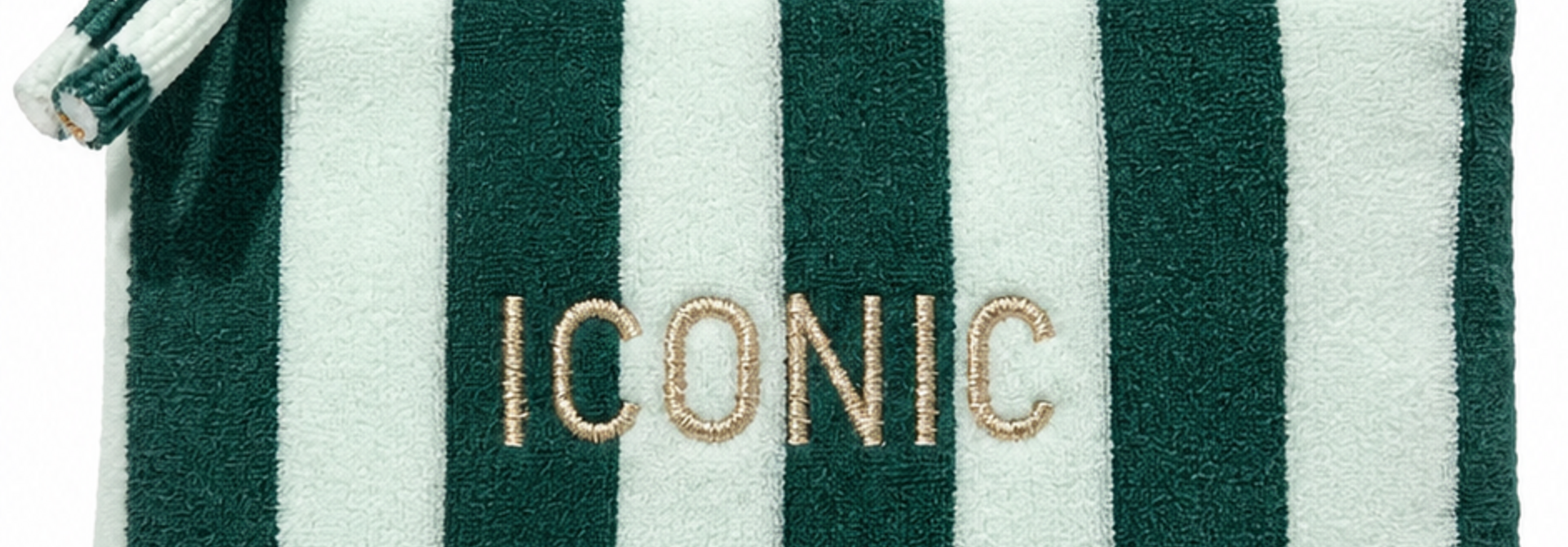 "Iconic" velvet stripped etui Pine / Mint