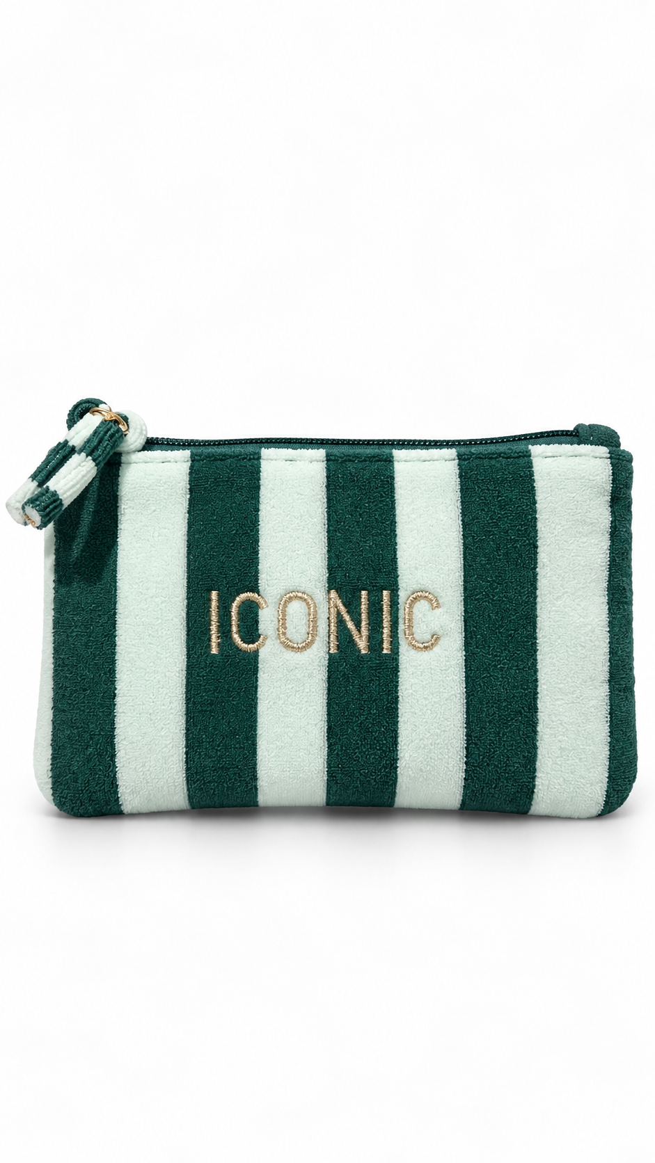 "Iconic" velvet stripped etui Pine / Mint-1