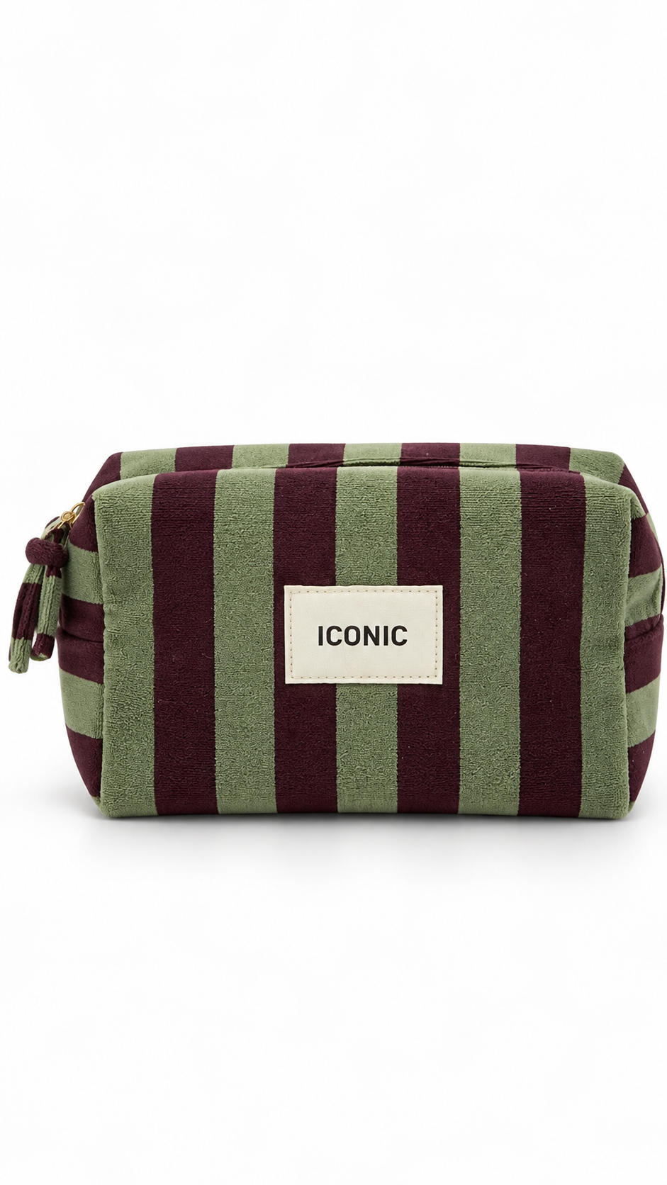 "Iconic" velvet stripped bag Brown / Khaki-1